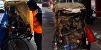 Pilu! 20 Tahun Kakek Ini Jadikan Becak Usang Sebagai Rumahnya