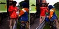 Menyayat Hati! Momen Sopir Truk Berhenti di Pinggir Jalan Ambil Makan Siang dari Sang Istri