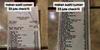Viral, Pria Pamer Makan Sushi 'Cuma' Habis Rp33 Juta, Netizen: Sama Kayak Biaya Kuliah Gue