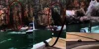 Brak! Video Mengerikan Bukit Berbatu Patah dan Timpa Kapal Jet Turis Berlibur di Kanyon Brasil