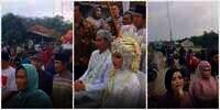 Heboh Acara Sawer Pengantin di Tengah Jalan Desa, Kendaraan Antre Lewat Auto Macet!