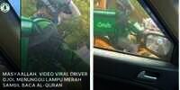 Viral! Driver Ojol Tunggu Lampu Merah Sambil Baca Alquran, Banjir Pujian
