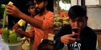 Beli Jus Lidah Buaya Diblender Sama Kulit-kulitnya di Pinggir Jalan India, Ekspresi Pemuda Indonesia Bikin Ngakak