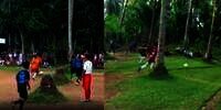 Viral Liga Sepak Bola Tarkam di Lapangan Penuh Bekas Tebangan Pohon Kelapa: 'Main Bola Rasa Ninja Warrior'