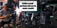 Cerita Kocak Ketika Cewek Pertama Kali Servis Motor Sendiri ke Bengkel