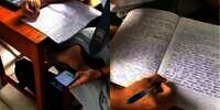 Viral Siswa Menulis dengan Posisi Terbalik 180 Derajat Tetap Rapi Seperti Ketikan