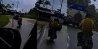 Viral! Pengendara Motor Ini Bonceng Buah Durian Raksasa, Ukurannya di Luar Nalar Dikira Bawa Tas Bentuk Durian