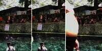 Niatnya Bikin Video Estetik Lompat Indah di Pemandian Alam, eh Malah Kena Sensor Perut Buncit Bapak-Bapak yang Lewat depan Kamera