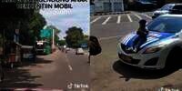 Cara Sederhana Ayah Bahagiakan Anaknya, Tunggu dan Cegat Mobil Polisi di Pinggir Jalan untuk Foto Bersama