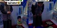 Masya Allah! Momen Gemas Anak Kecil Praktek Jadi Imam Bareng Ayahnya, Kabur Duluan Karena Takut Kecoa