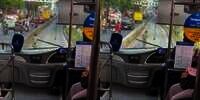 Momen Bocil Panik Kayuh Sepeda Sekuat Tenaga di Depan TransJakarta, The Real Pelan-Pelan Pak Sopir