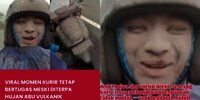 Di Tengah Hujan Abu Semeru, Kurir Ini Tetap Melaju Antarkan Paket