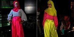 Warna Metalik Jadi Ciri Khas Busana Muslim Rima Idris