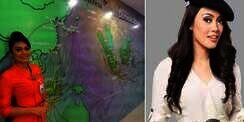 Foto Gaya Pramugari Cantik Salat di Pesawat