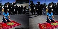 Heboh Foto Bocah Palestina Salat di Depan Tentara Israel