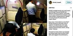 Masya Allah, Kepala Awak Kabin Garuda Sholat di Lorong Pesawat