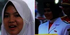 Pesona Zanati, Hijaber Pembawa Baki Upacara Penurunan Bendera di Istana