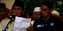 Dampingi Prabowo Umumkan Kemenangan, Wajah Sandiaga Uno Disorot