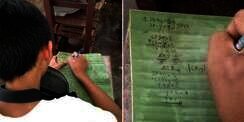 Terlalu Miskin Buat Beli Buku, Siswa Ini Menulis Pelajaran di Daun Pisang