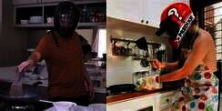 9 Aksi Kocak Artis Masak Pakai Helm, Amanda Manopo Ngakak!