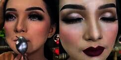 MUA Kreatif, Bikin Aplikasi Lipstik ala Biduan Pakai Sendok
