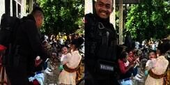 Naluri Kebapakan Polisi Anggota Brimob, Bayi Sampai Ngakak Main Cilukba