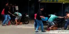 Usaha Pemuda Sweater Hitam Bantu Padamkan Kebakaran Motor Malah Bikin Geregetan dan Ngakak