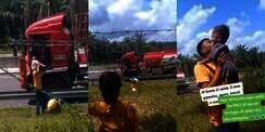 Cerita Haru Truk Tangki BBM Berhenti di Pinggir Tol, Si Bapak Terobos Kawat Demi Cium Pipi Kedua Anaknya