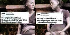 Viral Wanita Hamil Rela Jadi Manusia Silver Demi Menyambung Hidup