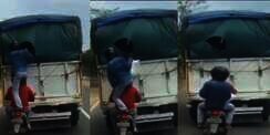 Ngeri! Aksi 'Bajing Loncat' Terekam Kamera, Gasak Barang dari Bak Truk Meski Nyawa Jadi Taruhan