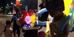 Perjuangan Ayah Bawa Anak Berjualan, Siang Tidur di Bawah Pohon, Malam Jajakan Balon