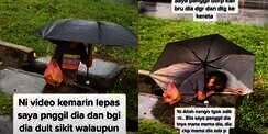 Dagangan Sepi Akibat Hujan, Bocah Penjual Mangga Ini Sampai Tertidur di Selokan