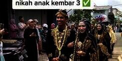 Viral Pernikahan Wanita Kembar 3 bak Nikah Massal, Antre Naik Pelaminan