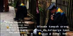 Momen Pilu Wisuda Tanpa Orangtua, Nyesek Nunduk di Bawah Pohon Pegang Ijazah