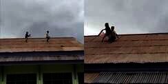 Aksi Ngeri Dua Bocah Lari Rebutan Layangan di Atas Genteng, Warga yang Lihat Dibikin `Jantungan`