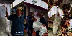 Momen Haru Ayah Gendong Anak Perempuannya yang Menikah, Terjang Hujan dan Banjir Agar Gaun Pengantin Tak Basah