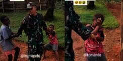 Momen Haru Bocah Papua Manangis karena Tak Rela Ditinggal Pulang Prajurit TNI yang Bertugas