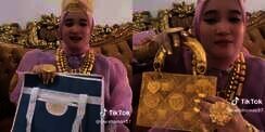 Viral Wanita Pamer Tas Ratusan Juta Penampilannya bak Toko Emas Berjalan: Pakai Mahkota, Kalung Segede Rantai Kapal, Cincin Selebar Piring