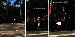 Viral Video Bocah SD Tiba-Tiba Masuk Barisan dan Ikut Yel-Yel Bareng Prajurit TNI, Netizen: Tentara Sejak Dini