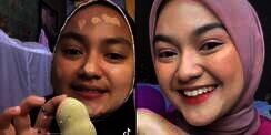Hijaber Tampil Flawless Pakai Alat Dandan Ibunya, Ngakak Lihat Nasib Stok Makeup Kekinian Jika Disimpan Emak-Emak
