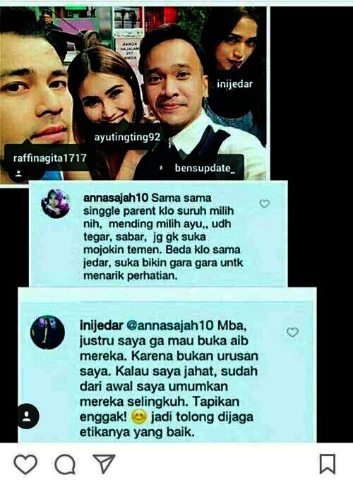 Komentar Jedar di Instagram Ruben
