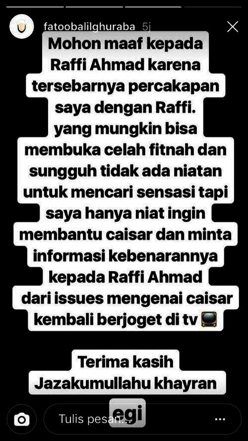 permintaan maaf Egi John