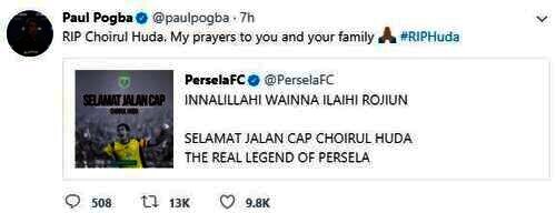 Ucapan belasungkawa Pogba untuk Choirul Huda