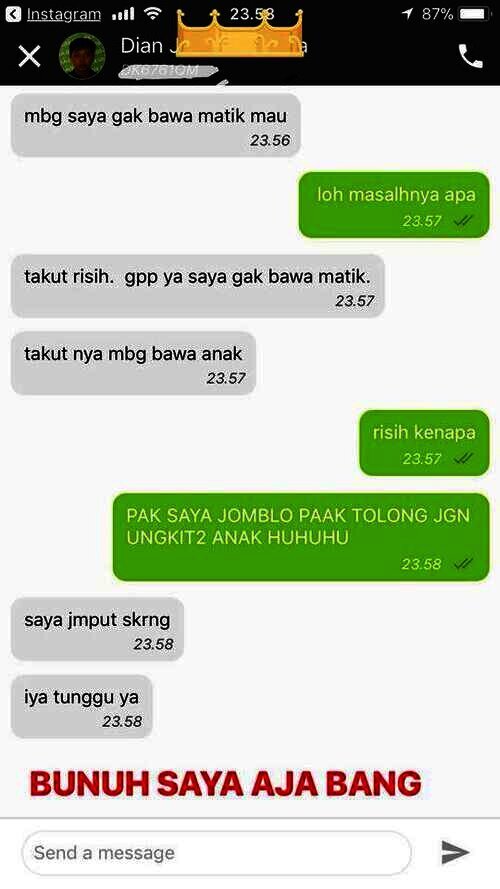 Percakapan pengemudi ojek online dengan penumpang