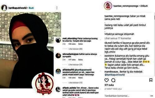 Alis Kartika Putri dikomentari warganet.