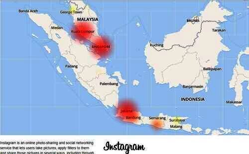 Sejumlah pengguna asal kota -kota membicarakan kerusakan Instagram