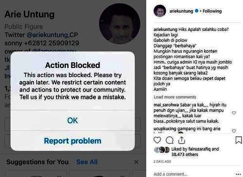 postingan Arie untung