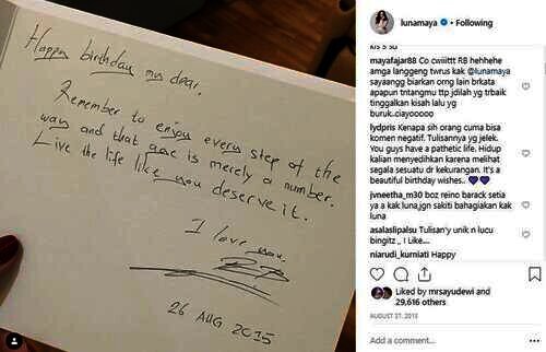 surat cinta dari reino untuk Luna Maya