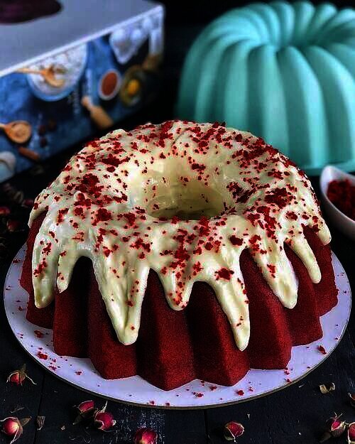 Red Velvet Butter Cake with Cream Cheese Glaze