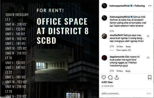 Hotman Paris Sewakan Apartemen